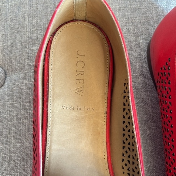 J. CREW Vibrant Red Italian Leather Perforated Loafers - Picture 7 of 10